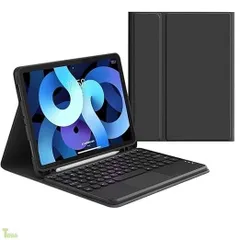 iPad Air 13インチ (M4/M3/M2)用の キーボードケース タッチパッド搭載 可愛い 丸型キー アイパッド iPadPro12.9インチ 第6/5/4/3世代用の キーボード付き カバー トラックパッド付き Apple Pencil 収納 (黒)