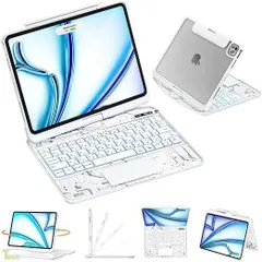 ホワイト 2025新登場 iPad Air 13インチ（M3 2025 / M2 2024）対応 日本語配列キーボードケース マジックキーボード 360度回転式 遅延なし・高精度 バックライト・ペンホルダー搭載 iPad Pro 12.9インチ（第3/4/ 透