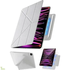 【360°全面保護・Y字スタンド】Tekka iPad Air 13インチ ケース (M2/M3/M4・2024/2025/2026) iPad Pro 12.9インチ 専用カバー 第6/5/4世代（2022/2021/2020 マグネット吸 (ライトグレー)