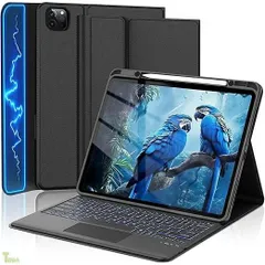 ブラック iPad Air 13インチ (M3 2025/ M2 2024) iPad Pro 12.9インチ 第6/5/4/3世代 キーボード タッチパッド付き 7色バックライト 着脱式 軽量 薄型 磁気吸着 オートスリープ機能 ペン収納 耐衝撃 傷つけ防止