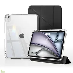 Y 折りたたみケース iPad Air 13インチ M4/M3/M2 2026/2025/2024 ケース/iPad Pro 12.9インチ 第6/5/4世代 2022/2021/2020 用、ペンシルホルダー、横置＆縦置スタンド機能、タブレットカバー、軽 黒