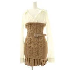 ダーリッチ Darich 25AW シャツドッキングプリーツニットミニワンピース F キャメル ホワイト /DF ■OS