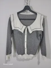 ハウンドトゥース チェック カラー カーディガン