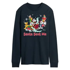ディズニー メンズ トップス Tシャツ グラフィック Disneys Mickey Mouse Friends Mensanta Sent Me Long Sleeve Graphic Tee Navy ネイビー