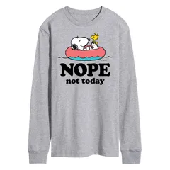 アニメキャラクター メンズ トップス Tシャツ グラフィック Licensed Character Mens Peanuts Nope Notoday Long Sleeve Graphic Tee Gray グレー