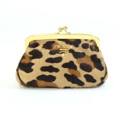 PRADA プラダ ポーチ クラッチ ハラコ レオパード ヒョウ柄 希少 PRADA プラダ ポーチ クラッチ ハラコ レオパード ヒョウ柄 希少