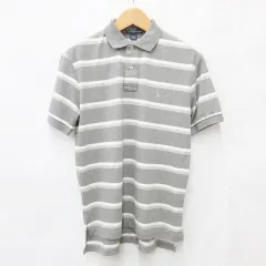 ポロ バイ ラルフローレン Polo by Ralph Lauren シャツ ポロシャツ 半袖 ボーダー 刺繍 綿 グレー 白 ホワイト S
