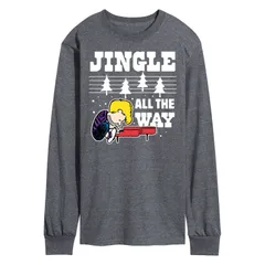 アニメキャラクター メンズ トップス Tシャツ Licensed Character Mens Peanuts Jingle All The Way Piano Long Sleeve Tee Gray グレー