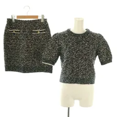 ハーリップトゥ Her lip to 24AW Twinkle Tweed Knit Set セットアップ ニット セーター ミニスカート タイト M ネイビー /DF ■OS