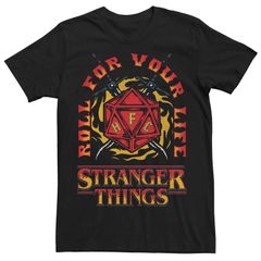 애니메이션 캐릭터 맨즈 탑스 T셔츠 Licensed Character Mens Netflix Stranger Things Roll For Your Life Dodecahed