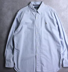 Ralph Lauren ラルフローレン 90s 長袖シャツ Lサイズ ストライプ ボタンダウン オックスフォード クラシックフィット ポニー刺しゅう入り