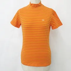 パーリーゲイツ PEARLY GATES ゴルフ スポーツウエア シャツ 半袖 ハイネック ボーダー 吸汗 速乾 オレンジ 0