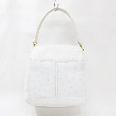 バッグ ハンドバッグ ショルダーバッグ 2WAY レザー オーストリッチ 白 ホワイト 