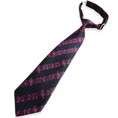 【新品】 [クインテット] 日本製 音符柄 キッズ ネクタイ 子供 ワンタッチ 子ども用 音楽柄 卒園式 入学式 卒業式 発表会 ステージ衣装 03-0511 (ブラック/ピンク, トドラーサイズ)
