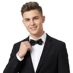 【新品】 [RUIXIA1] 蝶ネクタイ ワンタッチ ラインストーン 蝶ネクタイ ギフトボックス付き 着脱簡単 調整可能 キラキラ ユニセックス 大人 子供 お遊戯会 結婚式 卒業式 発表会 演奏会 パーティー 写真撮影 ダンス 礼服 飾り 5色 0