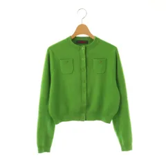 キャバン CABaN コットンカシミヤクルーネックカーディガン ニット 長袖 XS グリーン /DO ■OS