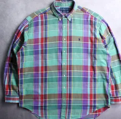 Ralph Lauren ラルフローレン 90s 長袖シャツ BLAKE チェック XLサイズ ボタンダウン ポニー刺しゅう入り アメリカ古着