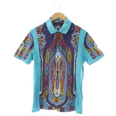 エトロ ETRO ペイズリー柄 ポロシャツ XL ターコイズブルー マルチカラー /ES ■OS