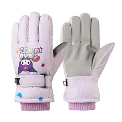 【新品】 スキーグローブ キッズ スノーグローブ キッズ スノー手袋 5本指 子供 自転車手袋 防水 男の子 女の子 裏起毛 滑り止め 紛失防止 雪遊び サイクリング 通学 ウインター 登山 アウトドア パープル 1