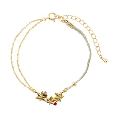 【新品】 [匠]静電気 軽減 紅葉チャームブレス レッド 手首まわり約14～19 TAK-57-1 1のサムネイル