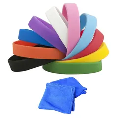 【新品】 sac taske シリコン ブレスレット シンプル 無地 リストバンド ＆ タオル （10色 50本 セット） 1
