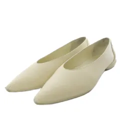 シーセイ SHISEI スリットパンプス フラット ポインテッドトゥ カーフレザー 37.5 アイボリー /YO31