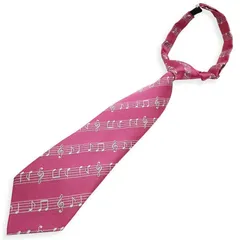 【新品】 [クインテット] 日本製 音符柄 キッズ ネクタイ 子供 ワンタッチ 子ども用 音楽柄 卒園式 入学式 卒業式 発表会 ステージ衣装 03-0511 (ピンク/シルバー, ジュニアサイズ)
