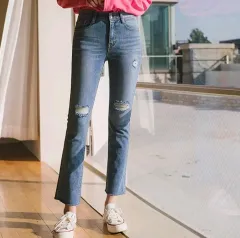 未使用ダメージデニム 破れジーンズ デニムパンツ S