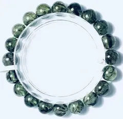 上質EU製定価238万円★天然水晶45Aグリーンルチル★パワーストーン 幸運 高級 お守り 巨大約10mm ★A1859