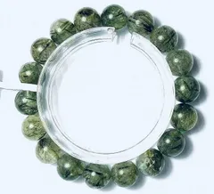 上質EU製定価238万円★天然水晶45Aグリーンルチル★パワーストーン 幸運 高級 お守り 巨大約12mm ★A1826