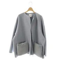 ミラオーウェン Mila Owen 24AW 2WAYファーポケットリバーコート アウター ノーカラー F ライトブルー /DO ■OS ■SH