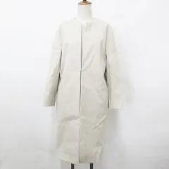23区 オンワード樫山 コート ノーカラーコート ロング 背抜き ベンツ 鍵ホック 綿 ストレッチ ベージュ 38
