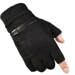 【新品】 [ホワイトファング] 手袋 グローブ シンプル スエード フィンガーレス 防寒 防風 暖かい メンズ レディース NT154(ブラック) 1