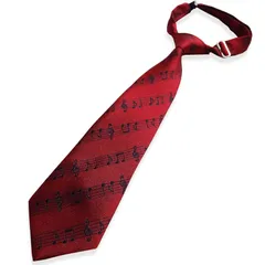 【新品】 [クインテット] 日本製 音符柄 キッズ ネクタイ 子供 ワンタッチ 子ども用 音楽柄 卒園式 入学式 卒業式 発表会 ステージ衣装 03-0511 (ワイン/ブラック, ジュニアサイズ)