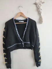 ZARA フラワー 刺繍 カーディガン S