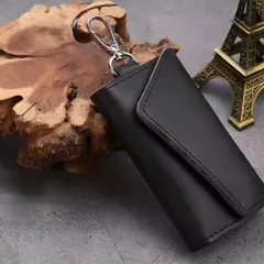 新品　本革キーケース　キーホルダー　キーポーチ　カード収納　キー6連　電子キーフック　リング　車　鍵　柔らかレザー　携帯ポーチ　コンパクト