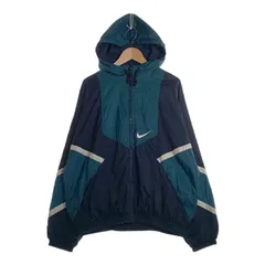 00's NIKE ナイキ ジップアップ ナイロンジャケット ネイビー グリーン 刺繡 Size L