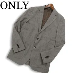 ONLY オンリー 春夏 背抜き イタリア製 カノニコ生地★ チェック テーラード ジャケット Sz.44 メンズ