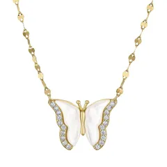 Designs by Gioelli レディース アクセサリー ネックレス・チョーカー・ペンダントトップ レース Designs by Gioelli Gold Over Sterling Silver Mother of Pearl Butterfly Pe