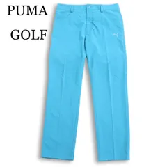 PUMA GOLF プーマ ゴルフ 通年 USPDRY ロゴ刺繍★ ストレッチ スラックス パンツ Sz.32 メンズ 水色