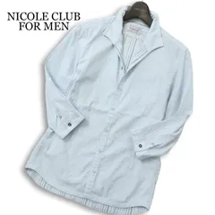 NICOLE CLUB FOR MEN ニコルクラブ フォーメン 春夏 襟ワイヤー★ 7分袖 ジャガード ストライプ シャツ Sz.48 メンズ