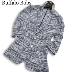 Buffalo Bobs バッファローボブス ニット★ 7分袖 メランジ ボーダー ジャケット カーディガン Sz.1～2 メンズ 紺 ネイビーのサムネイル