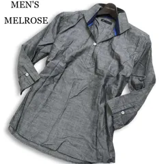 MEN'S MELROSE メンズメルローズ 麻 リネン混★ 7分袖 シャンブレー プルオーバー カプリ シャツ Sz.3 メンズ 灰 グレー
