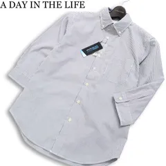 【新品 未使用】 A DAY IN THE LIFE ユナイテッドアローズ 春夏★ 7分袖 シアサッカー ストライプ BD シャツ Sz.S メンズ
