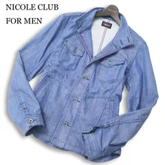 NICOLE CLUB FOR MEN ニコルクラブ フォーメン 加工 襟ワイヤー★ スタンドカラー デニム ジャケット Gジャン Sz.48 メンズのサムネイル