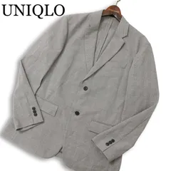 23SS★ UNIQLO ユニクロ 通年 感動ジャケット★ グレンチェック テーラード ジャケット Sz.L メンズ グレー