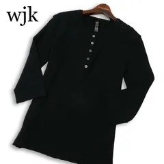wjk ダブルジェイケイ 春夏 736 tj03 7分袖 ヘンリーネック サーマル カットソー Tシャツ 日本製 Sz.L メンズ 黒のサムネイル