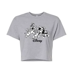 ディズニー レディース トップス Tシャツ クロップド Disneys Mickey Mouse Friends Juniors Cropped Tee Heather Gray グレー