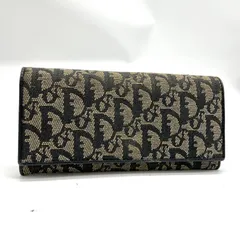 Christian Dior クリスチャンディオール トロッター柄 長財布 折り財布 がま口 コインケース ネイビー