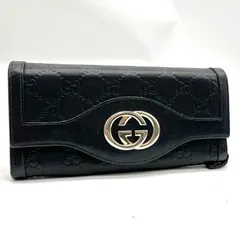 GUCCI グッチ グッチシマ GG柄 インターロッキングロゴ ロングウォレット 長財布 折り財布 ブラック メンズ レディース 282431
